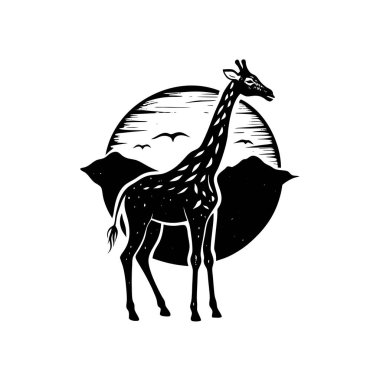 Basit Zürafa İllüstrasyon Logosu Kolay Tanınan Minimalist Vektör Tasarımı