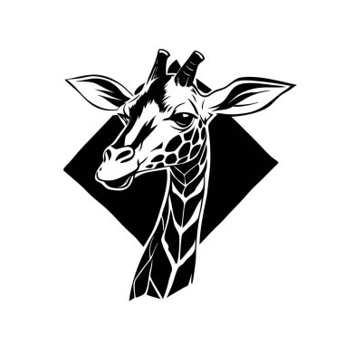 Küçük Zürafa Vektör Sanat Tasarımı Gösterişli bir Logo İllüstrasyonu için Siluet Simgesi