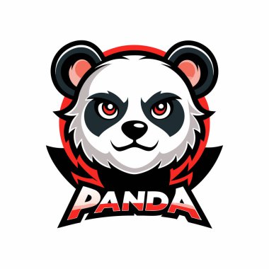 Metin panda izole edilmiş panda maskotu logo vektör tasarımı