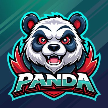 Metin panda ile panda maskotu logo ikonu vektör tasarımı