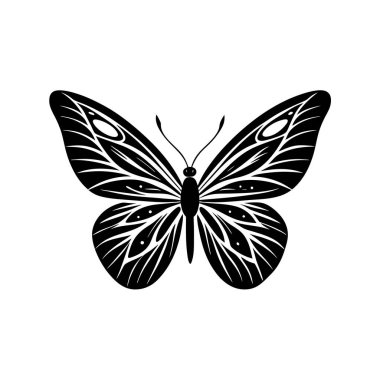 Kelebek Vektör Tasarım Moda Logosu Silueti Simgesi