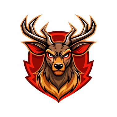 Saldırgan Geyik ya da geyik logosu vektör tasarımı izole edildi
