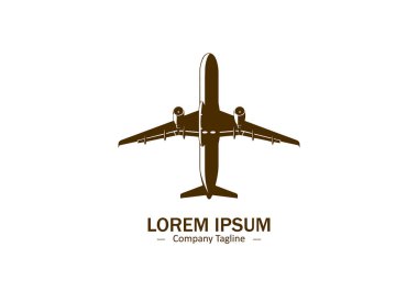 Beyaz arkaplanda Airplane vektör logosu simgesi modern tarzı