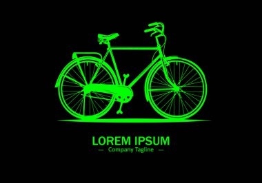 Siyah arkaplanda bisiklet vektör tasarımı logosu modern biçimi simgesi
