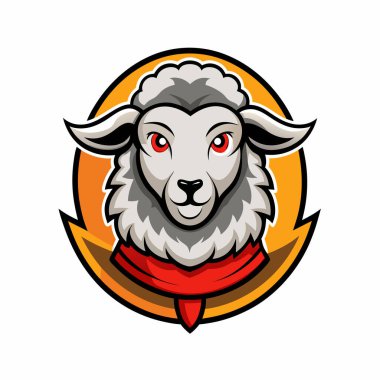 Agresif Koyun maskotu logo vektör tasarımı izole edildi