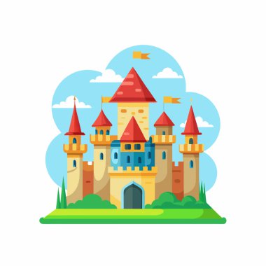 Castle maskot logosu vektör kilisesi izole edildi