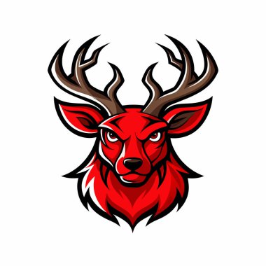 Saldırgan geyik kafası logo ikonu vektör tasarımı izole edildi