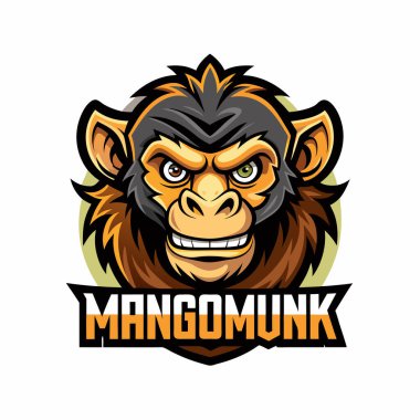 Monkey mascot logo icon vector design with text mango munk isolated clipart