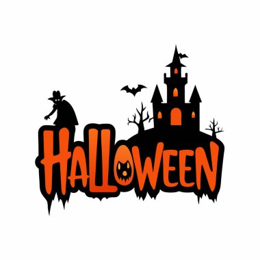 Cadılar Bayramı Hayaletli Ev ve Balkabağı Sembollü Hayalet Silueti