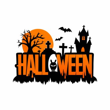 Yarasa Silueti ve Hayalet Simgesi ile 31 Ekim Ürkütücü Cadılar Bayramı Olayı