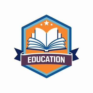 Kitap Globe rozetli eğitim logosu tasarımı. Geriye Simge Vektörü Maskot Logosu Dil Okulu için Yazılı Sembol