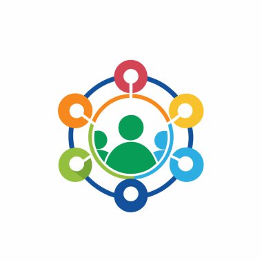 Soyut logo çeşitliliği ve birliktelik insanlar topluluk ikon vektör tasarımını daire içine alır.