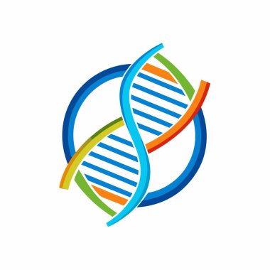 Renkli DNA logo ikonu vektörü, deoksiribonükleik asit ikonu tasarımı izole edildi