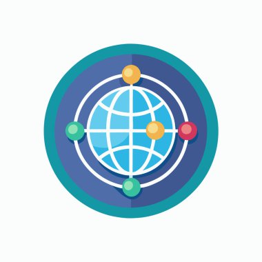 Beyaz Izgara Çizgileri, Vektör İllüstrasyonu, Küresel, İnternet, Ağ Dünyası simgesi mavi yuvarlak düğmeli 3D Mavi Küre logosu