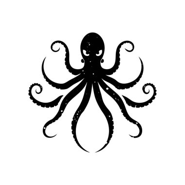 Ahtapot Vektör Tasarımı Logo Silueti Modern Sembol