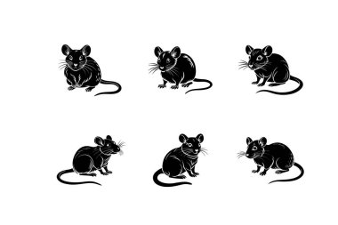 Fare logoları, Fare kümesi vektör çizimi, Fare silueti koleksiyonu