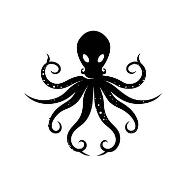 Ahtapot Vektör Silueti Logo Simgesi İzole Edildi