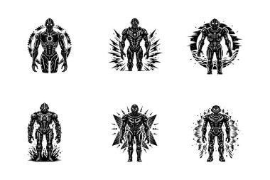 Transformatörün Vektör Sanatı, Siberpunk ya da Robot Logoları ve Siluetleri Eşsiz Koleksiyonu