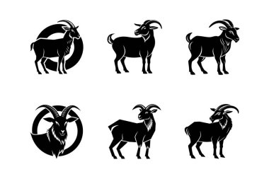 Keçilerin Vektör Sanatı, Eşsiz Boynuzlu Keçi Koleksiyonu Logoları ve Siluetleri