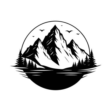Dağ Zirvesi Simgesi Vektör İllüstrasyon Macera Avcıları Silüeti