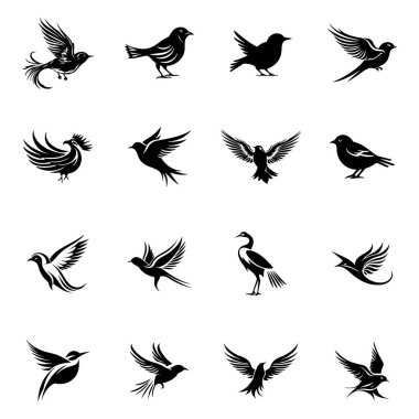 Uçan ve Tüneyen Kuş Siluet Vektör Koleksiyonu