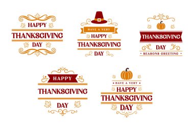Mutlu Şükran Günü Vintage Vektör Paketi
