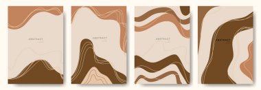 Soyut vektör şablonları kümesi. Dalgalı şekilli modern kılıf. Minimum geometrik şekiller. Sosyal medya tasarımı. karalama biçimi.
