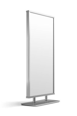 Dikey metal pano reklam afişi için 3D görüntüleme bir whit üzerinde izole edilmiş model önizleme