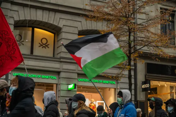 stock image The organisers called in advance to bring only Palest. flags. Anti-Semitic statements were strictly forbidden. Similar demonstrations are also planned in Bern, Basel and Geneva on Saturday. 14-11-2021