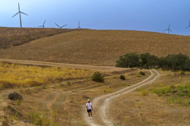 Win turbines on the hillside in Bizerte, Tunisia clipart