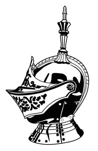 Ιππότης Κράνος Σκίτσο Χάραξη Λευκό Φόντο — Φωτογραφία Αρχείου
