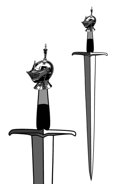 Knight Swords Isolated White Background — Stock Photo, Image