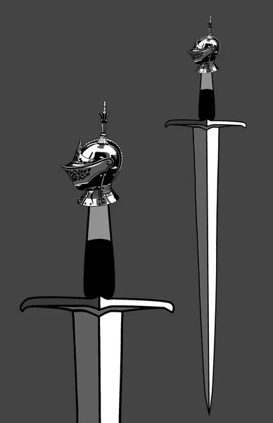 Knight Swords Isolated Grey Background — Stock Photo, Image