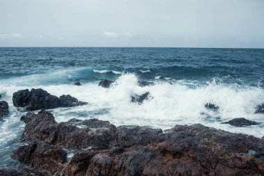 Dalgalı güzel kayalık deniz kıyıları