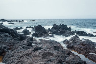 Dalgalı güzel kayalık deniz kıyıları