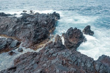 Dalgalı güzel kayalık deniz kıyıları