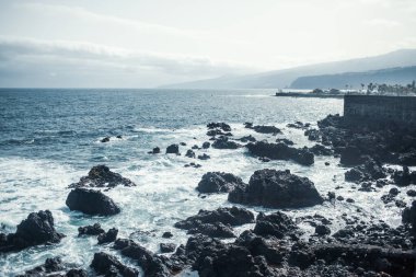 Dalgalı güzel kayalık deniz kıyıları