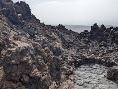 Tenerife 'nin volkanik kaya manzarası, Kanarya Adası, İspanya
