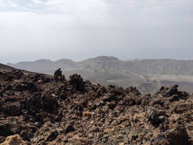 Tenerife 'nin volkanik kaya manzarası, Kanarya Adası, İspanya