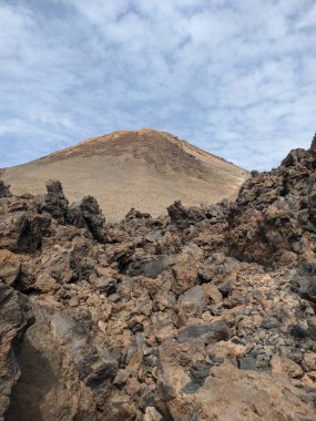 Tenerife 'nin volkanik kaya manzarası, Kanarya Adası, İspanya