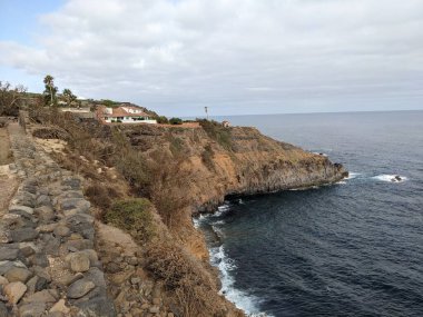 Atlantik Okyanusu 'nda Rocky Sahili, Tenerife, Kanarya Adası, İspanya