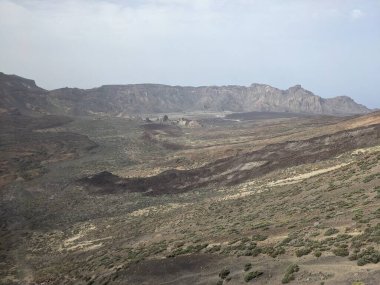 Tenerife 'nin volkanik kaya manzarası, Kanarya Adası, İspanya