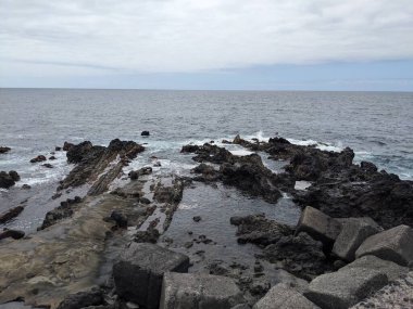 Tenerife, Kanarya Adası, İspanya ve Avrupa 'da Atlantik Okyanusu' nun Rocky kıyısı