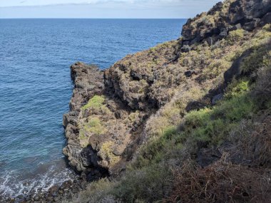 Atlantik Okyanusu 'nda Rocky Sahili, Tenerife, Kanarya Adası, İspanya