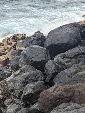 Tenerife, Kanarya Adası, İspanya ve Avrupa 'da Atlantik Okyanusu' nun Rocky kıyısı