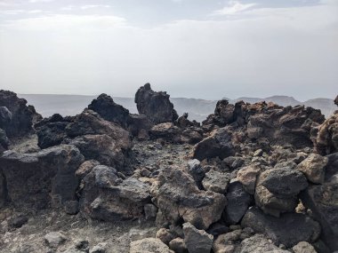 Tenerife 'nin volkanik kaya manzarası, Kanarya Adası, İspanya