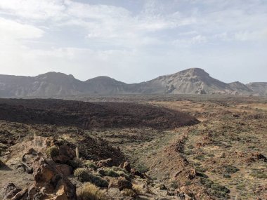 Tenerife 'nin volkanik kaya manzarası, Kanarya Adası, İspanya