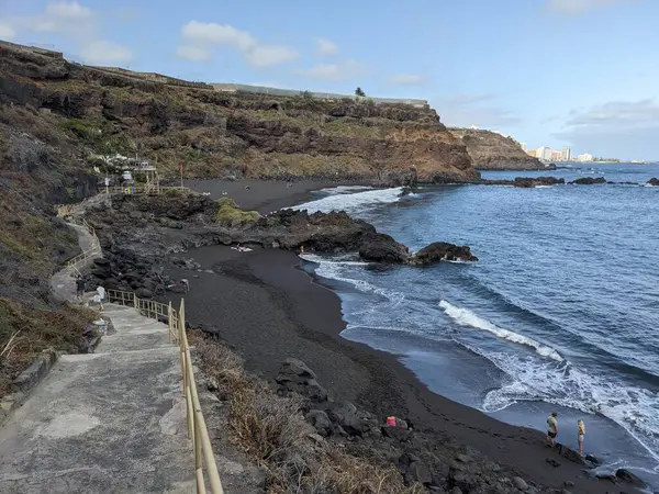 Personas Que Relajan Playa Océano Atlántico Tenerife Islas Canarias España —  Fotos de Stock