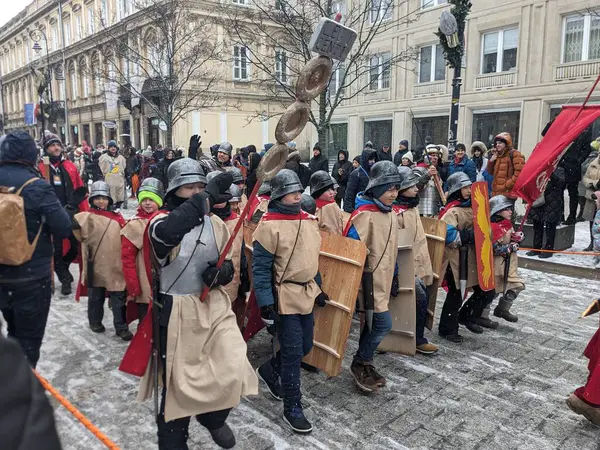 Warsaw Poland January 2024 Costumed Procession Epiphany Three Kings Day — Stock Photo, Image