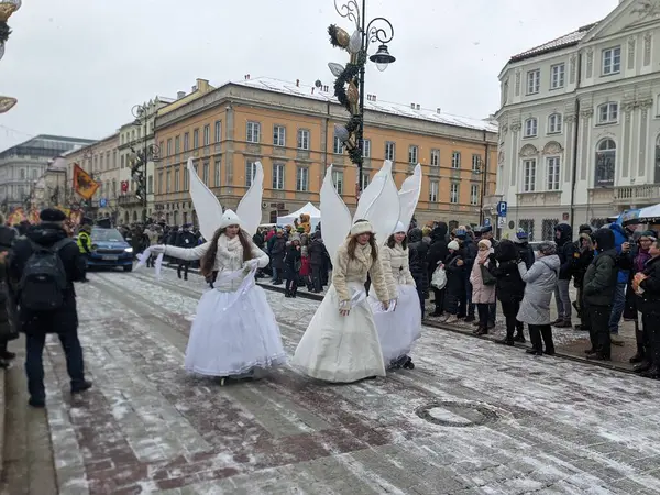 Warsaw Poland January 2024 Costumed Procession Epiphany Three Kings Day — Stock Photo, Image